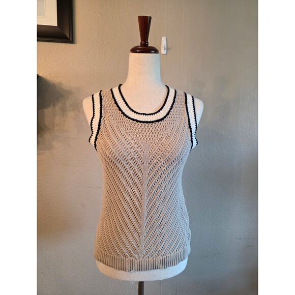 Evereve Brooklyn Tank SZ XS Textured Cotton Knit Top Coastal - Picture 2 of 7